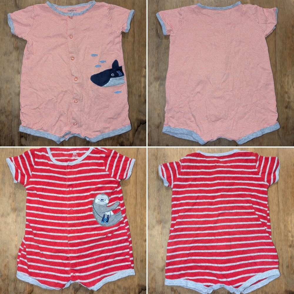 SET OF 2 Carter's baby boy rompers, 6-9 months